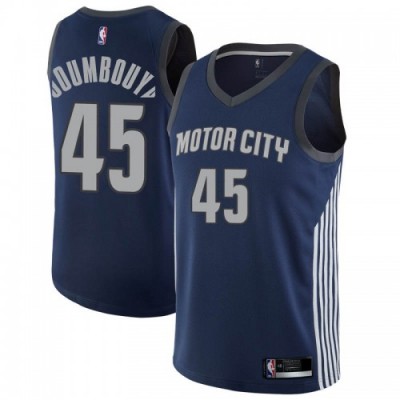 Nike Detroit Pistons #45 Sekou Doumbouya Navy NBA Swingman City Edition Jersey Men's
